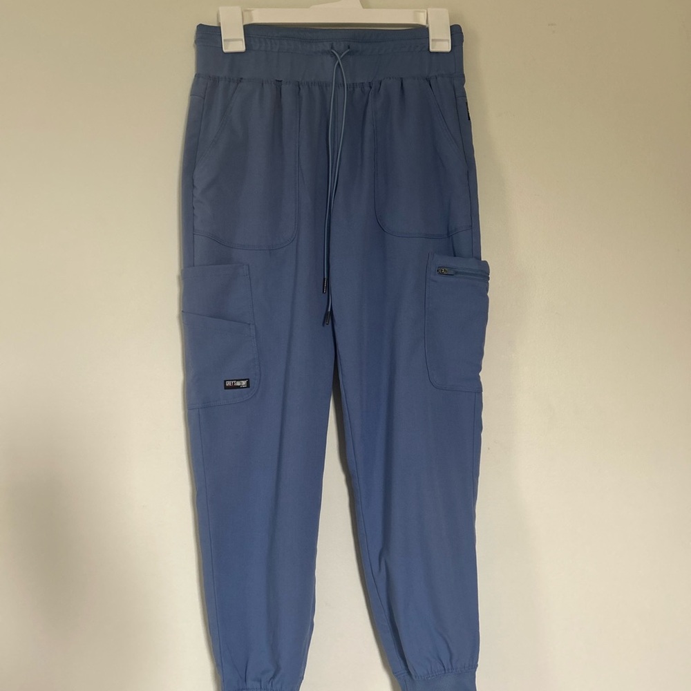 Grey's Anatomy Spandex Stretch Jogger 6-Pocket Light Blue Scrub Bottoms